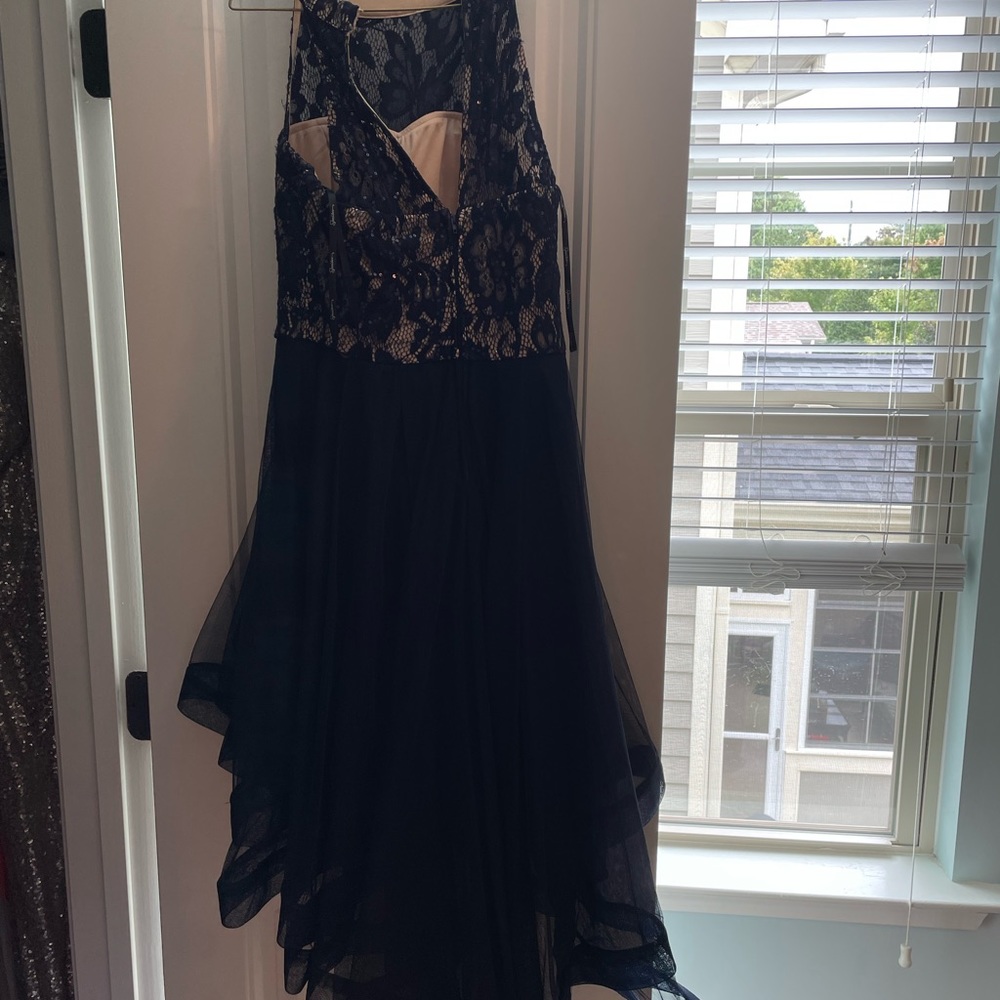 Blue sparkly top dress, high low bottom, size 7. Worn once